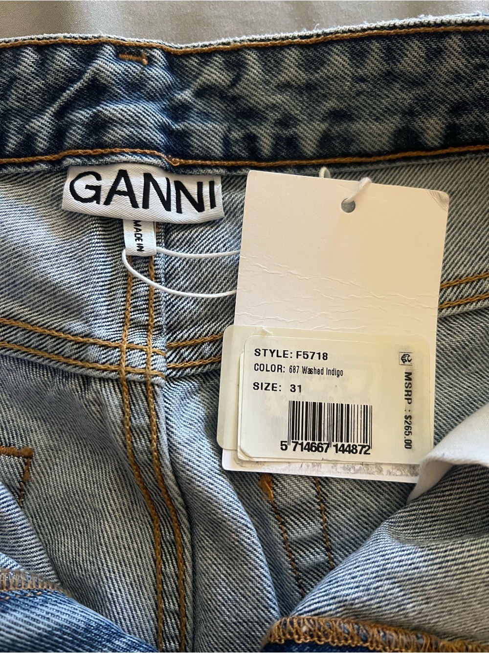 NWT GANNI jeans size 31 indigo wash classic high waisted cropped jeans F5718 - Picture 3 of 5